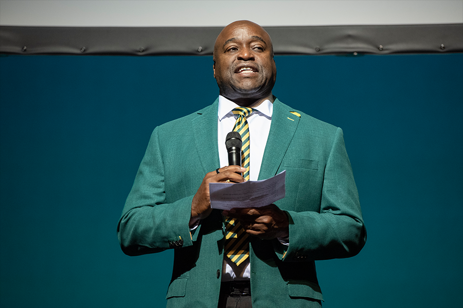 President Gregory Washington Addresses the Crowd at ARTS! By George 2022.