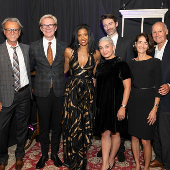 (L-R) Richard Martinez, Steven Golsch (ARTS by George! Co-Chair), Renée Elise Goldsberry, Nesa Amarlooi, Joe Dooley, Sherri Dalphonse, Colin Haynes. Photo Credit: Risdon Photography